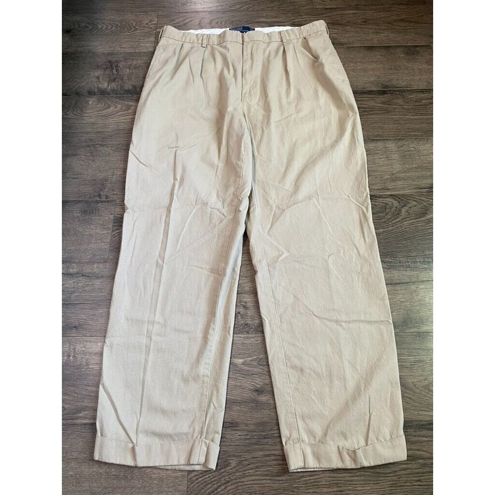 EUC men's Polo by Ralph Lauren pleaded Cuffed khaki pants 100% Cotton size 38X30